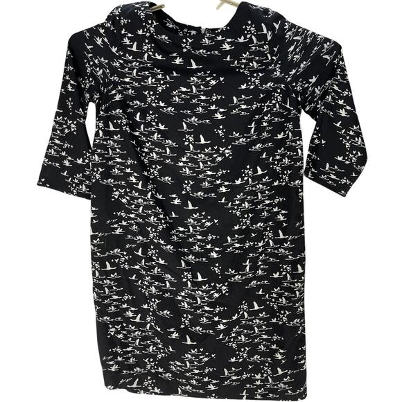 The Limited Dress M Black White 3/4 Sleeves All Over Print Back Zip Knee Length - Picture 2 of 7